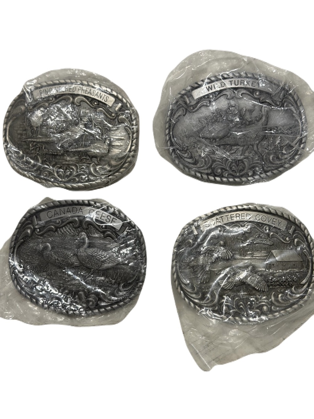 Vintage Gary Hawk Silver Toned Belt buckle lot